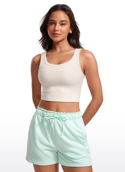 Ribbed U Neck Built in Bra Tank