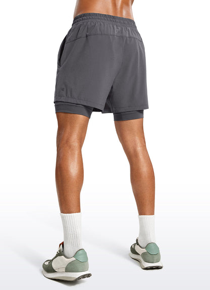 Feathery-Fit 2 in 1 Athletic Shorts 5''- with Pockets & Long Liner