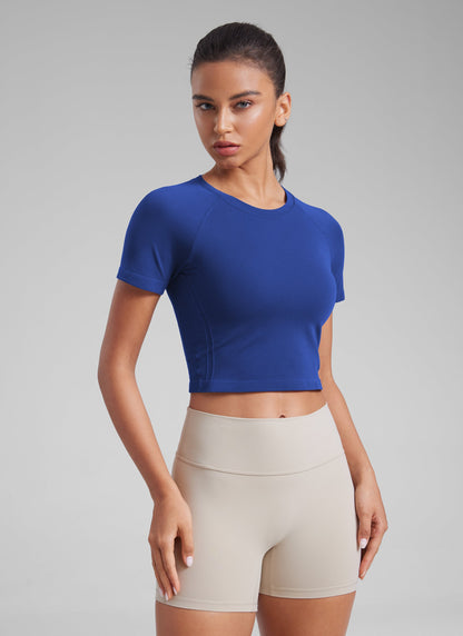 Seamless Crew Neck Cropped Short Sleeve