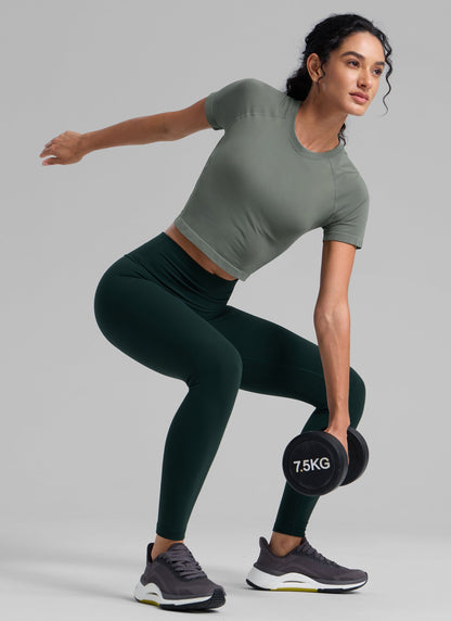 Seamless Crew Neck Cropped Short Sleeve