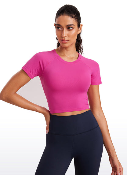 Seamless Crew Neck Cropped Short Sleeve