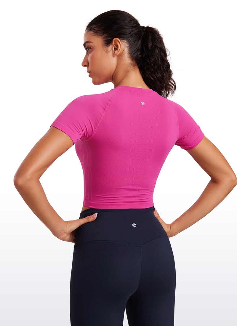 Seamless Crew Neck Cropped Short Sleeve