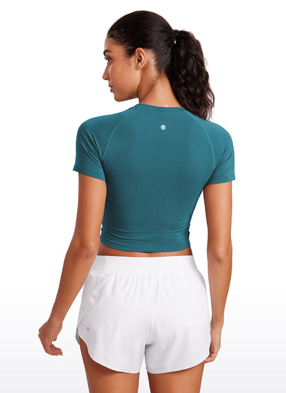 Seamless Crew Neck Cropped Short Sleeve