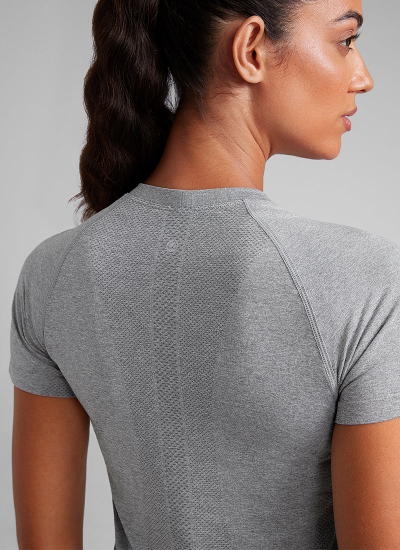 Seamless Waist Length Crewneck Short Sleeve