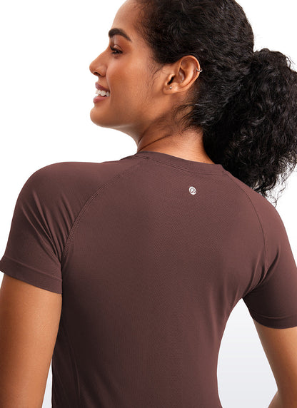 Seamless Waist Length Crewneck Short Sleeve