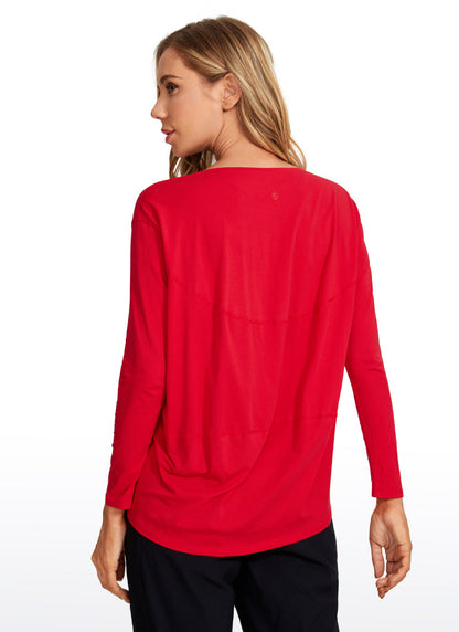 Pima Cotton Boat Neck Long Sleeve
