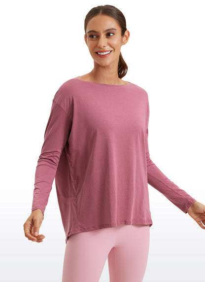 Pima Cotton Boat Neck Long Sleeve