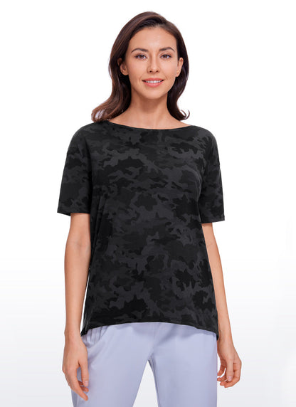 Pima Cotton Boat Neck Short Sleeve