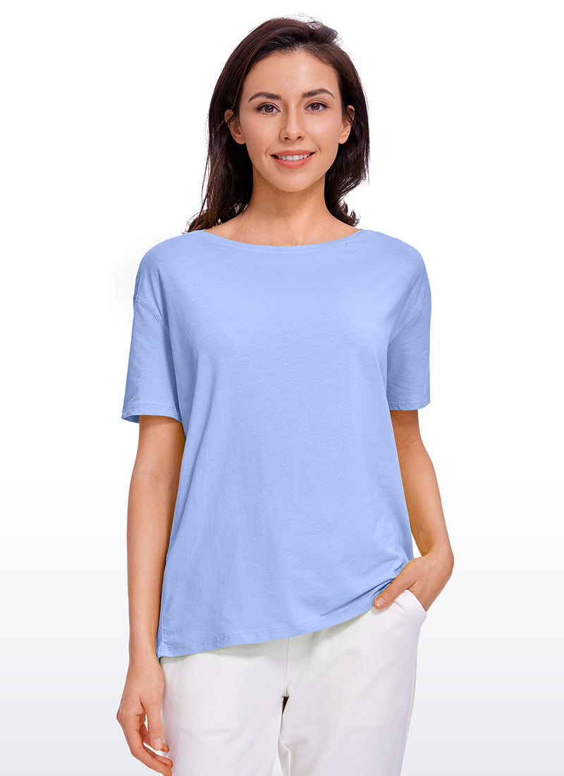 Pima Cotton Boat Neck Short Sleeve