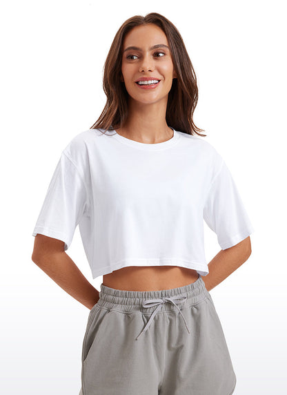Pima Cotton Cropped Short Sleeve