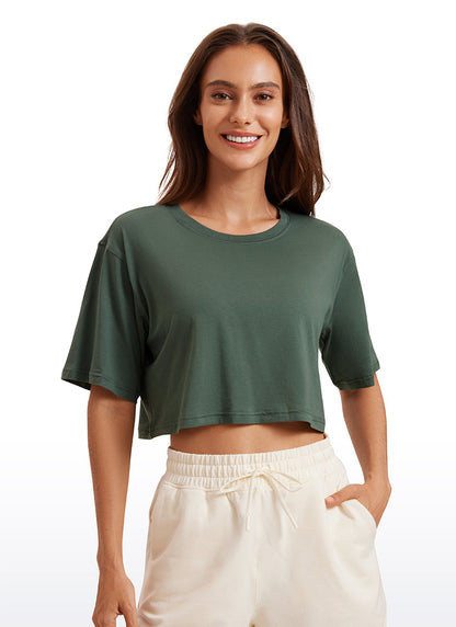 Pima Cotton Cropped Short Sleeve