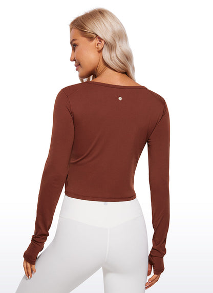 Brushed Thumbhole Cropped Long Sleeve