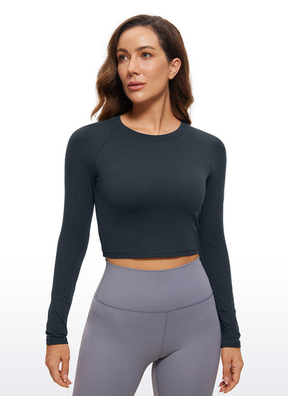 Brushed High Neck Cropped Long Sleeve