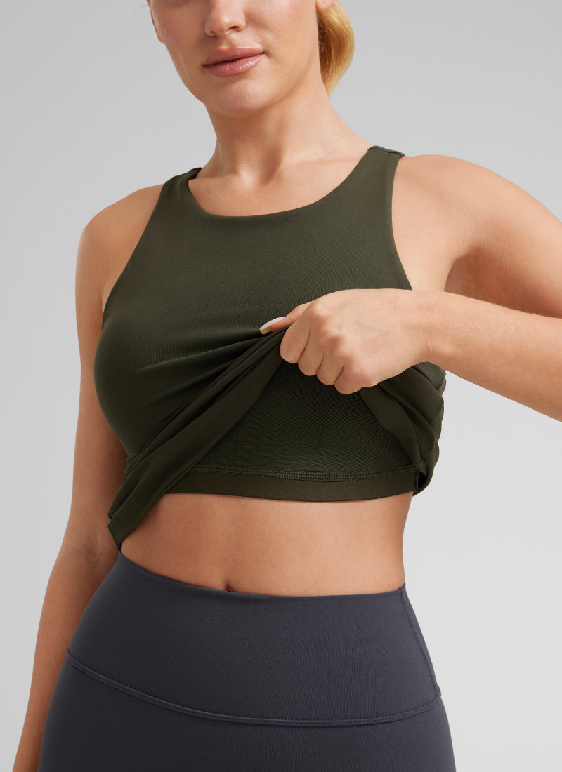 Butterluxe Hip Length Built-in Bra Tanks High Neck