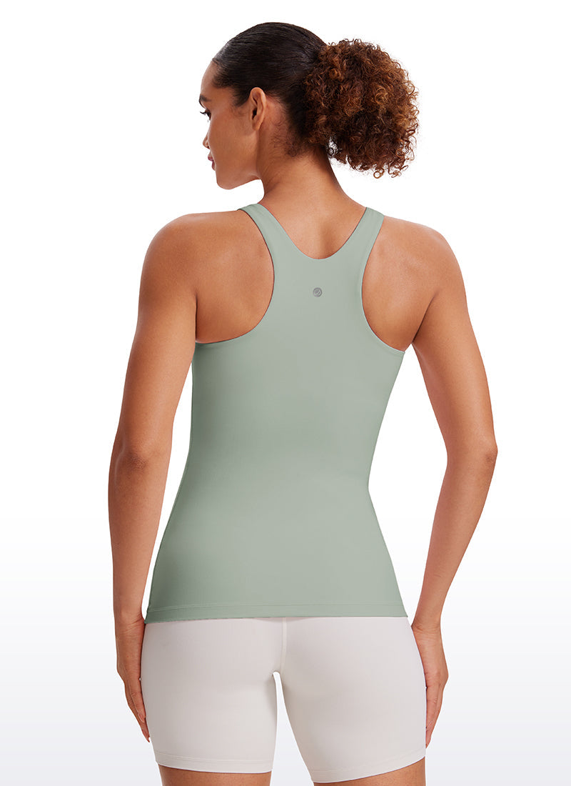 Butterluxe Hip Length Built-in Bra Tanks High Neck