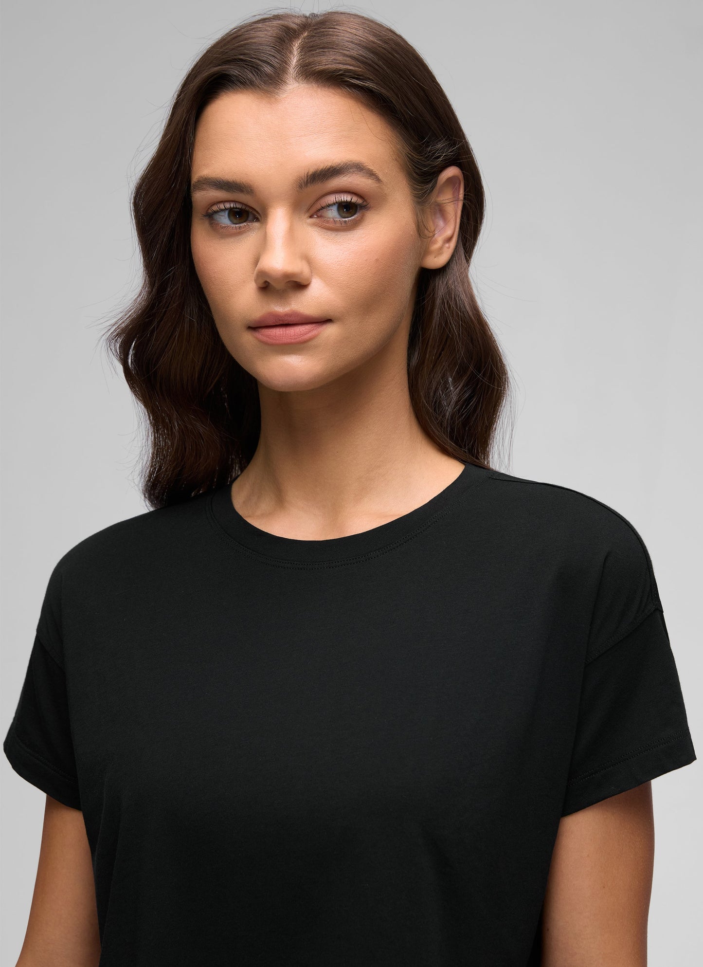 Pima Cotton Crew Neck Cropped Short Sleeve