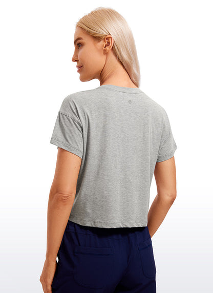 Pima Cotton Crew Neck Cropped Short Sleeve