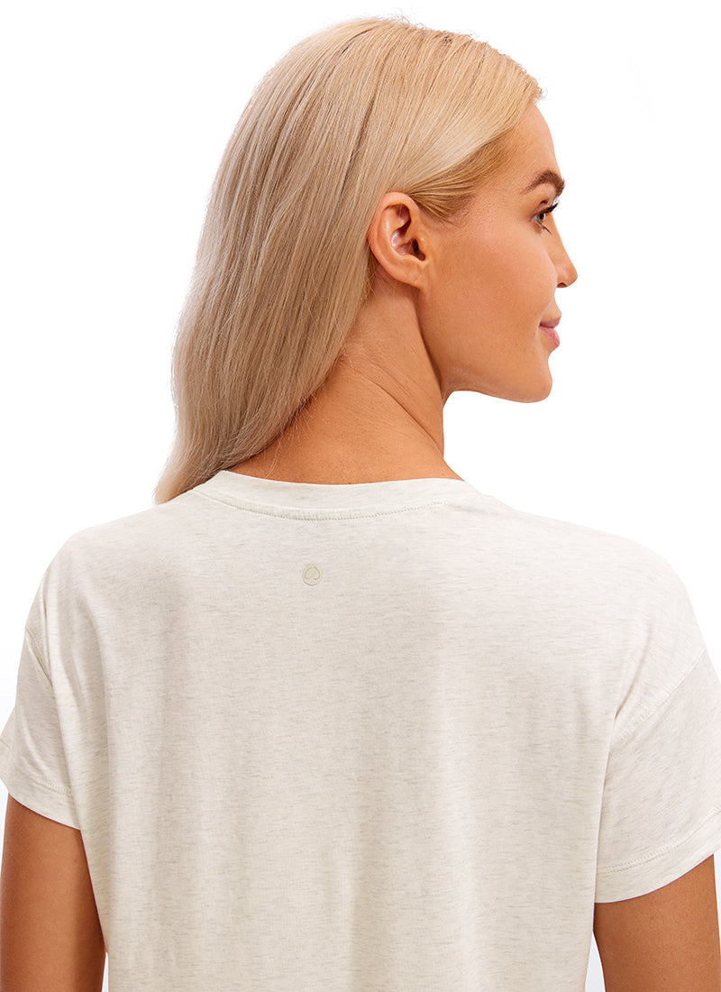 Pima Cotton Crew Neck Cropped Short Sleeve