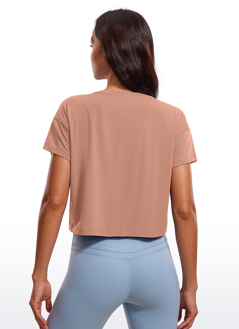 Pima Cotton Crew Neck Cropped Short Sleeve