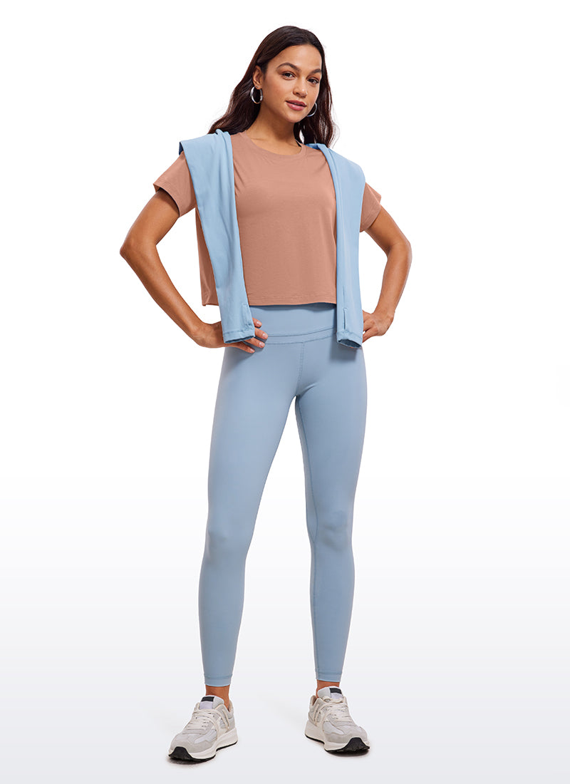 Pima Cotton Crew Neck Cropped Short Sleeve