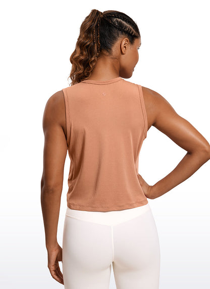 Pima Cotton High Neck Cropped Tank