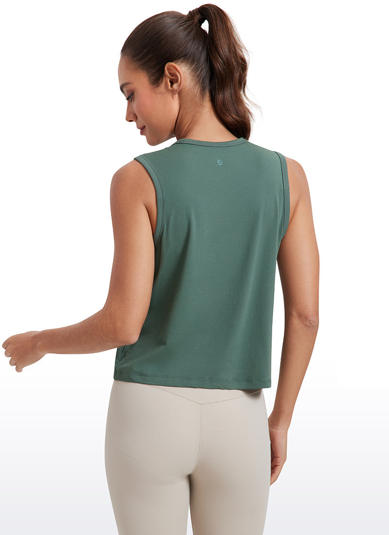 Pima Cotton High Neck Cropped Tank