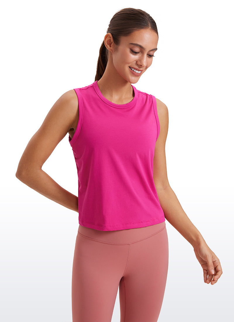 Pima Cotton High Neck Cropped Tank