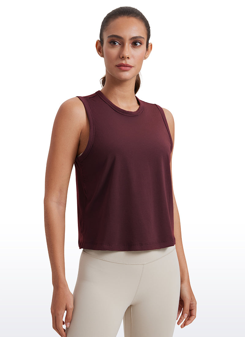 Pima Cotton High Neck Cropped Tank