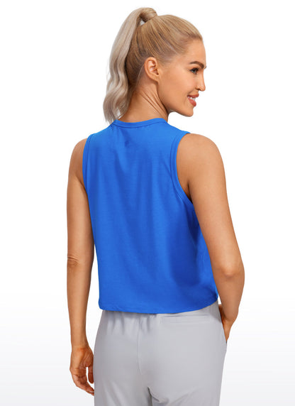 Pima Cotton High Neck Cropped Tank