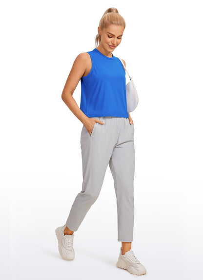 Pima Cotton High Neck Cropped Tank