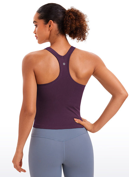 Seamless Racerback Built in Bra Ribbed Tank