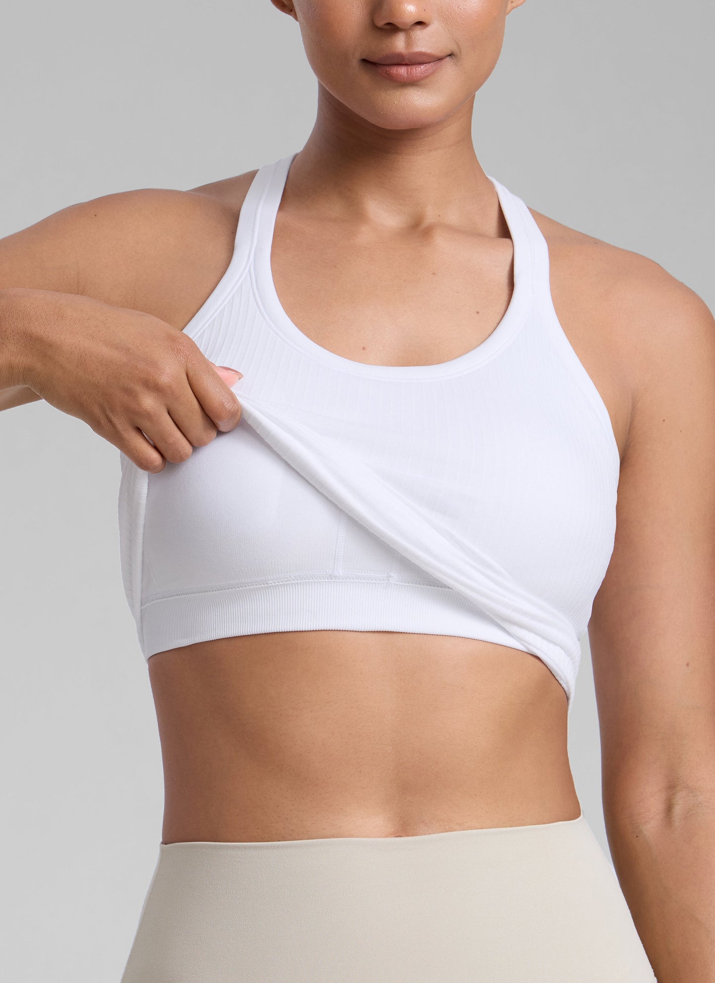 Seamless Racerback Built in Bra Ribbed Tank