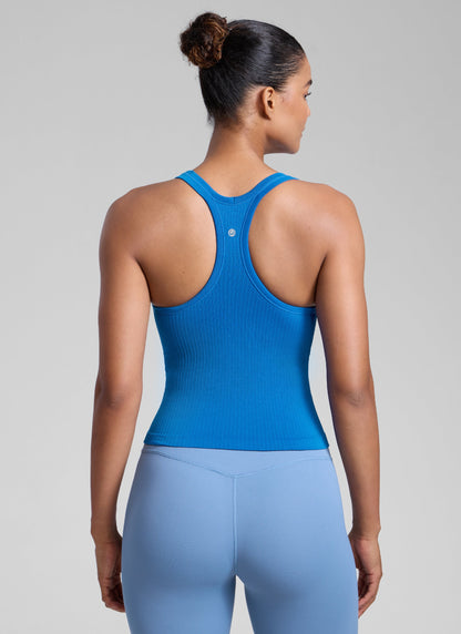 Seamless Racerback Built in Bra Ribbed Tank