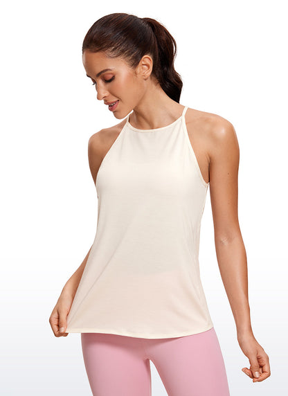 Hip Length High Neck Halter Tank
