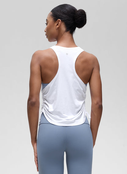 Pima Cotton Racerback Ruched Side Tank