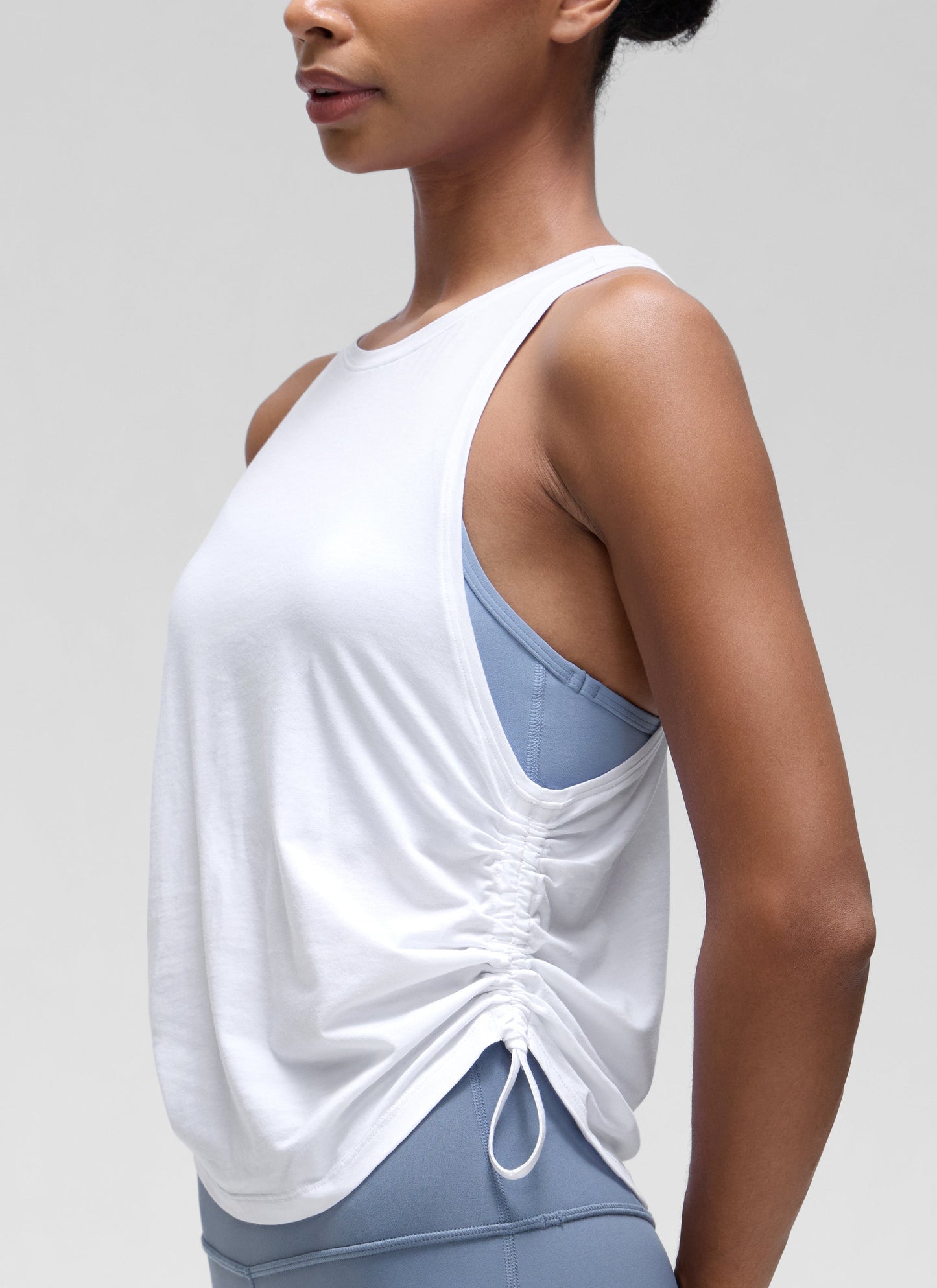 Pima Cotton Racerback Ruched Side Tank