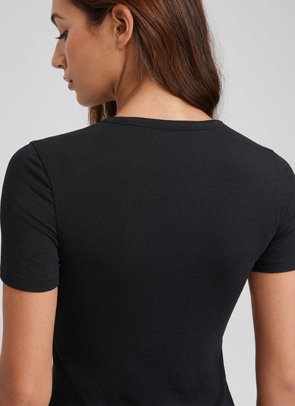 Modal Crew Neck Ribbed Short Sleeve