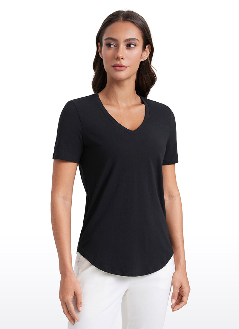 Pima Cotton Pro V Neck Short Sleeve