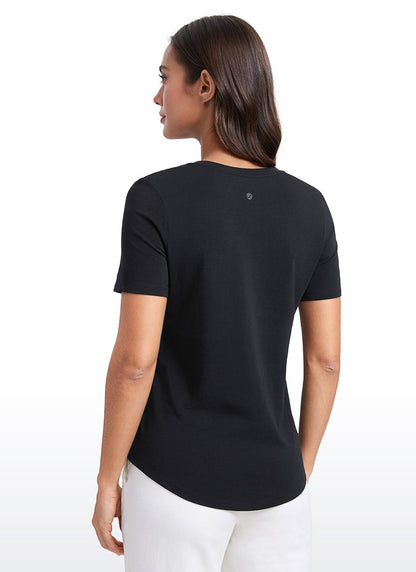 Pima Cotton Pro V Neck Short Sleeve