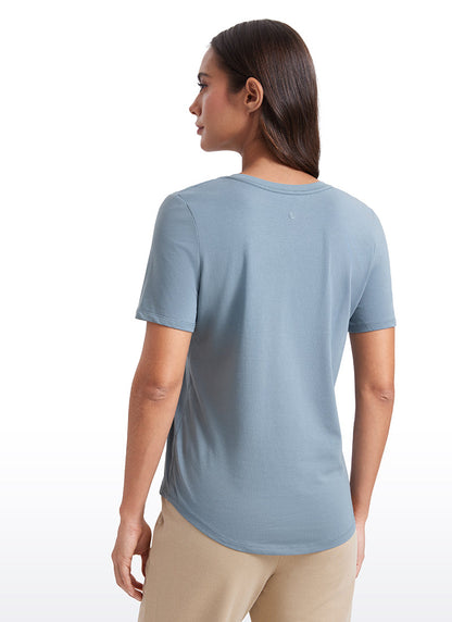 Pima Cotton Pro V Neck Short Sleeve