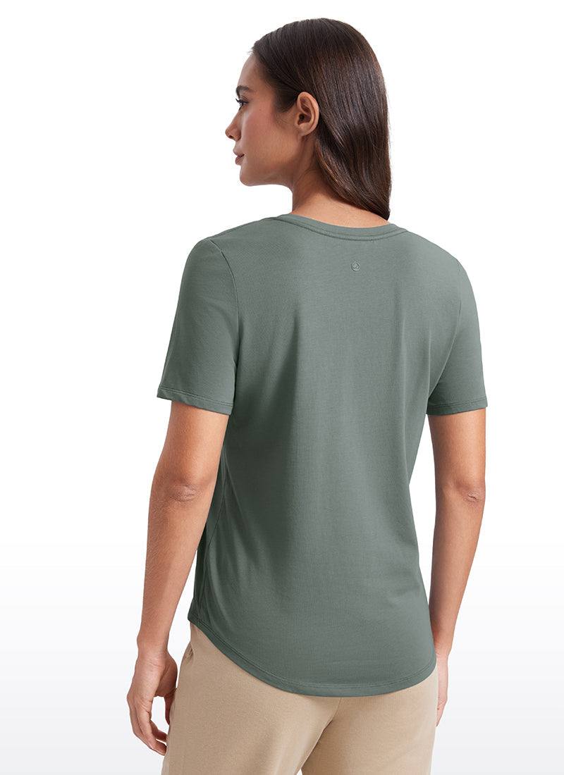 Pima Cotton Pro V Neck Short Sleeve