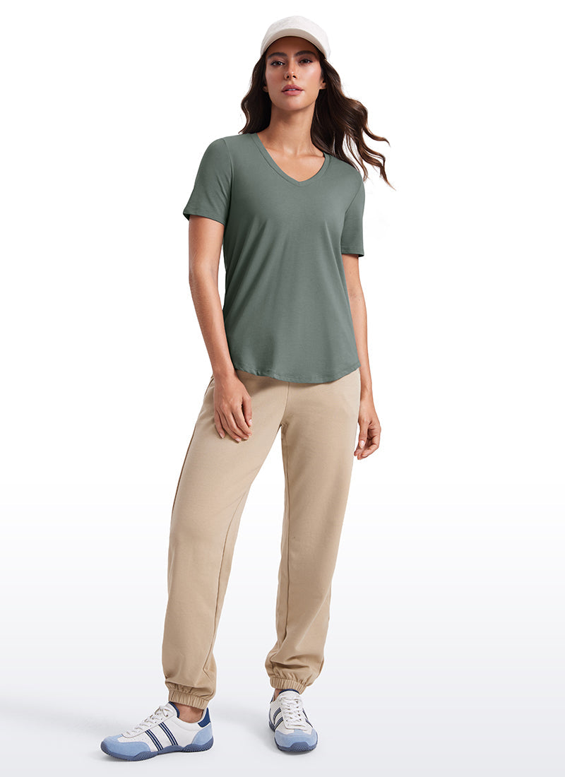 Pima Cotton Pro V Neck Short Sleeve