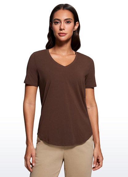 Pima Cotton Pro V Neck Short Sleeve