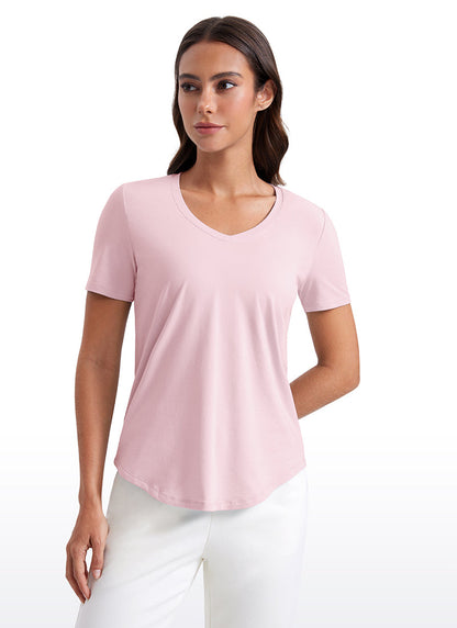 Pima Cotton Pro V Neck Short Sleeve