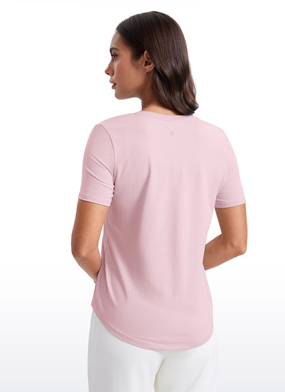 Pima Cotton Pro V Neck Short Sleeve