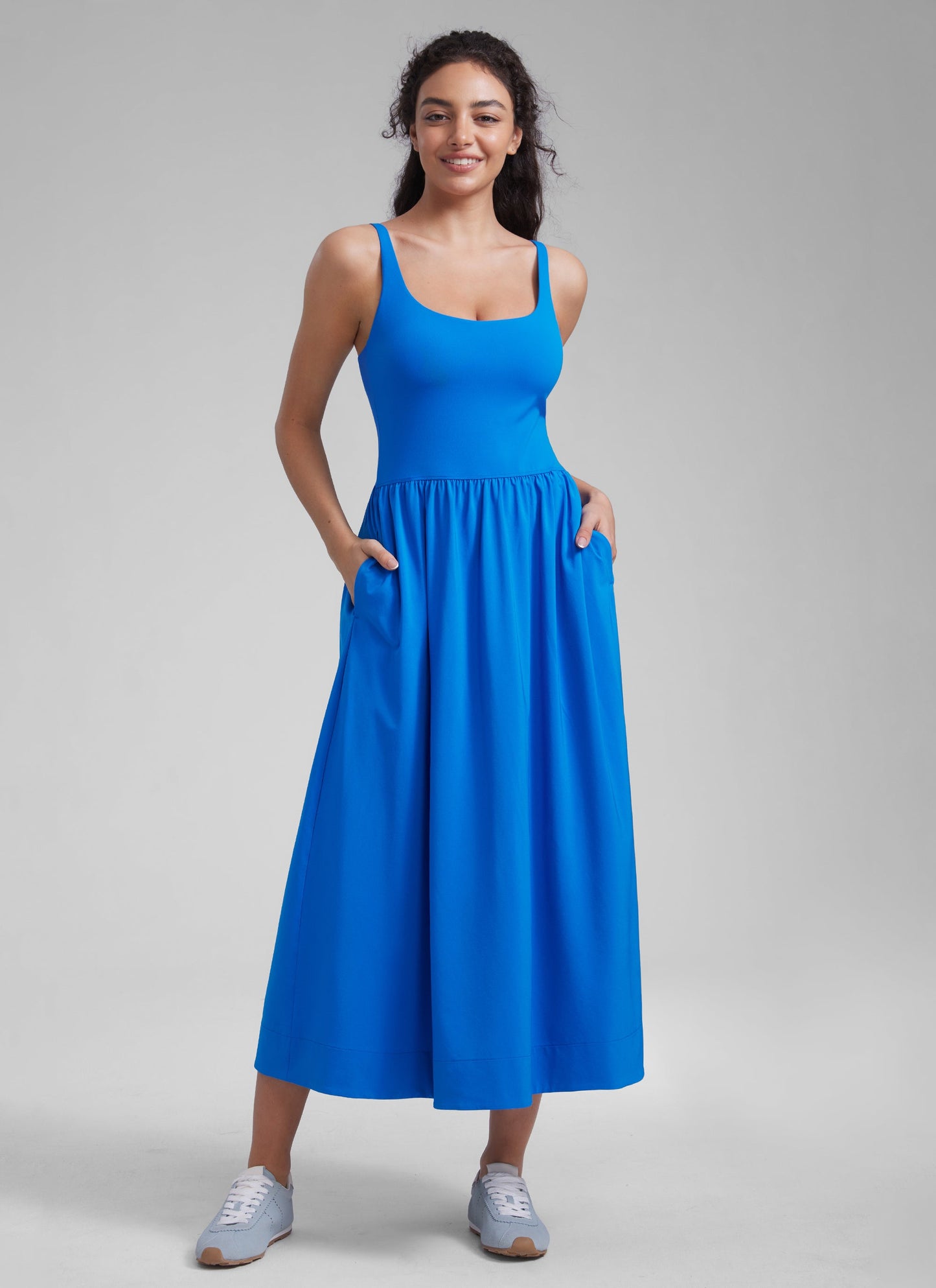 Square Neck Sleeveless Pocket Dress