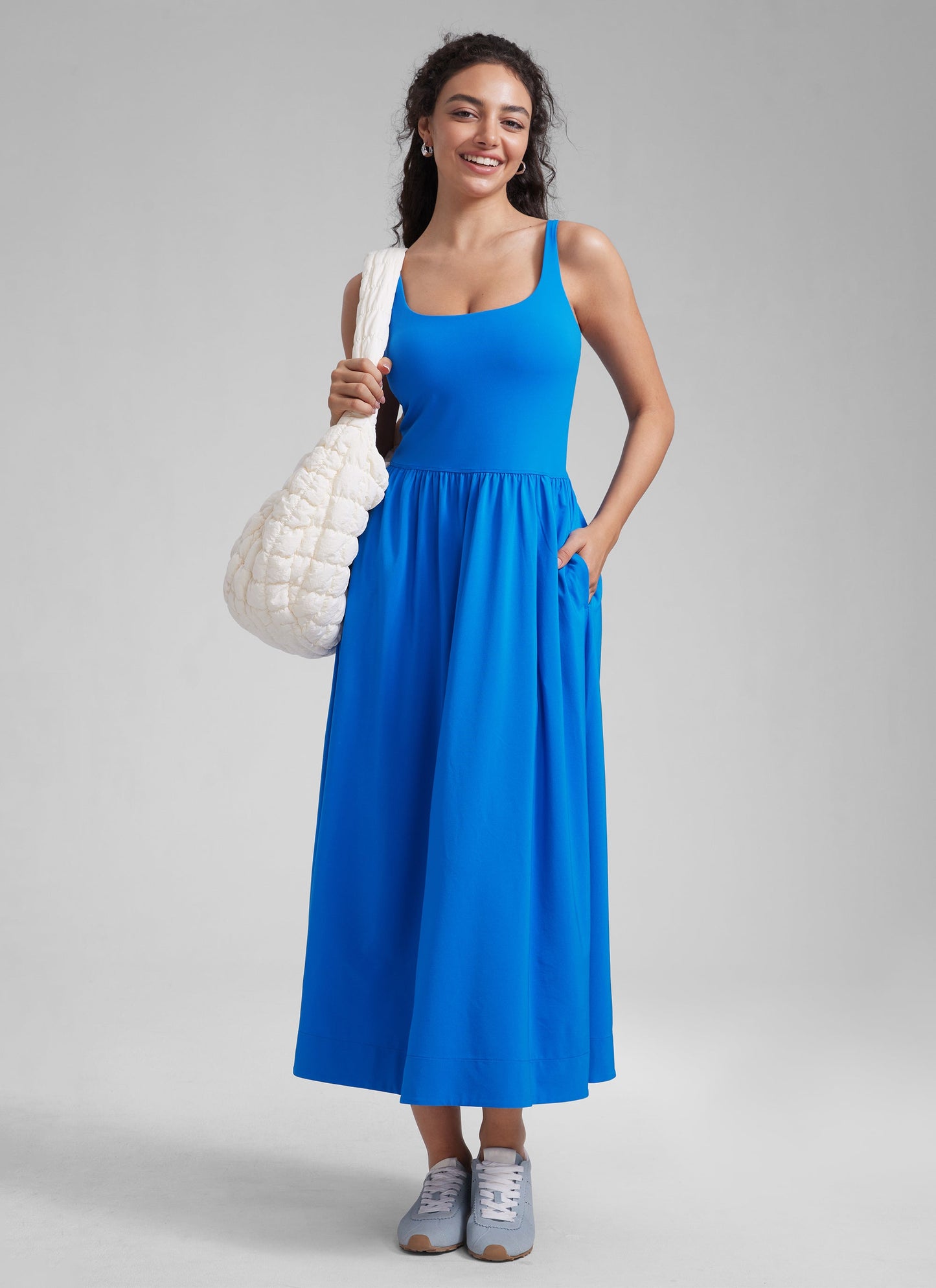 Square Neck Sleeveless Pocket Dress