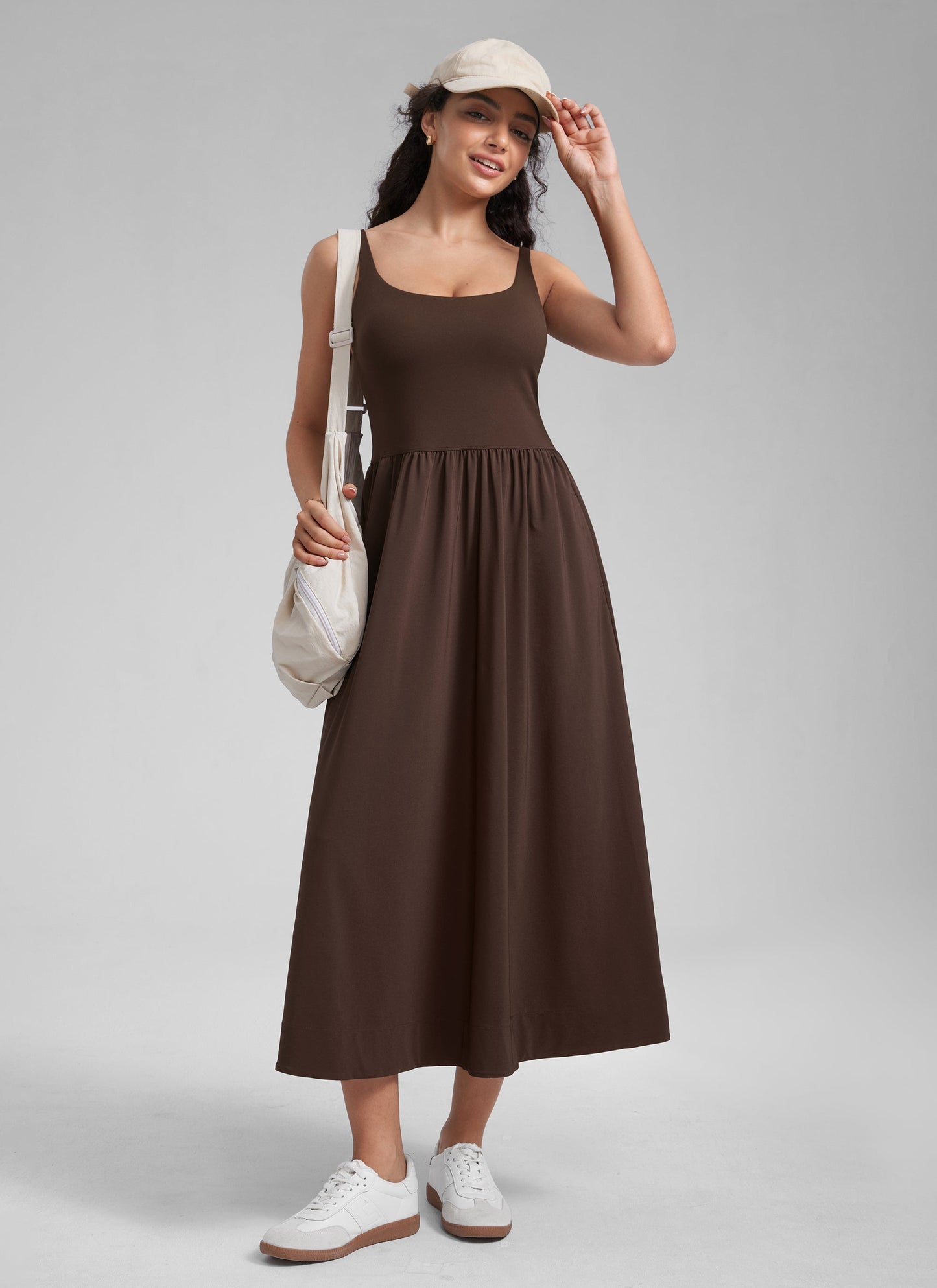 Square Neck Sleeveless Pocket Dress