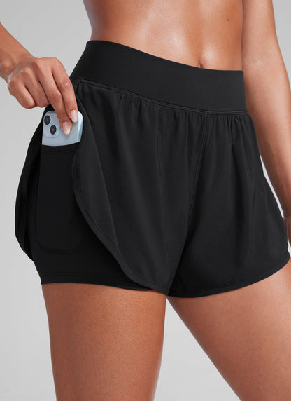 Feathery-Fit Soft 2 in 1  High-Rise Pocket Short 3"