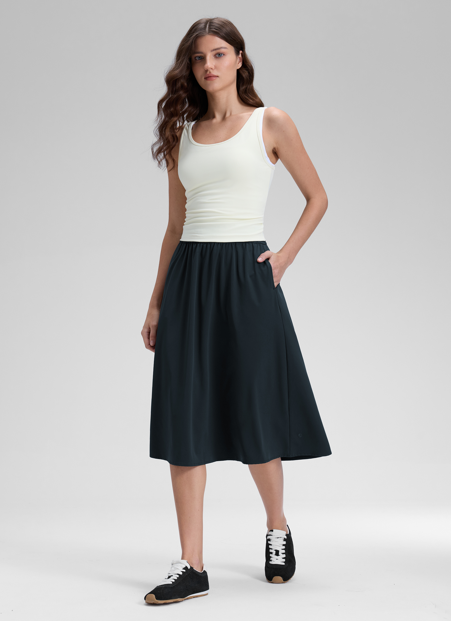 Feathery-Fit Stretchy Side Pocket Skirt